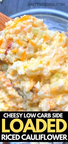 this cheesy low carb side loaded rice is delicious and easy to make