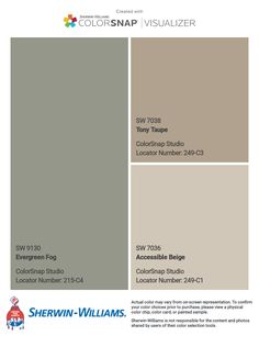 the color scheme for sherwinn - williams's paint swatches, including gray and