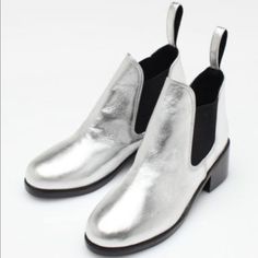 From Australian Label Shakuhachi, The Silver Metallic Leather Elastic Riding Boot In Chelsea Style, Size Eu 39. I’m A Size Us 8 And These Were Perfect For Me. Excellent Condition, Only Worn A Handful Of Times. Love The Ease And Style. Pull On. Instantly Transform Any Outfit With A Nod To Space Age Futurism Or Wear Them To A Costume Party. Comes With Original Box (Box Is A Bit Broken). Retail $395 2” Heel Leather Boots With Silver Accents And Round Toe, Silver Leather Boots With Accents, Silver Boots With Reinforced Heel, Metallic Silver Leather Boots With Round Toe, Silver Closed Toe Boots With Reinforced Heel, Perfect For Me, Riding Boot, Futurism, Classic Chic