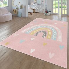 PRICES MAY VARY. SIZE: 32 x 60 inches | COLOR: Pink / Pastel Multicolored COMPOSITION: Machine Made / 100% Polypropylene / Backing: Jute / Pile-Height: 0.35'' / The Power Loomed construction adds durability to this Rug HIGHLIGHTS: Beautiful Pastel Color Look / kid and pet friendly / soft & robust / Suitable for Underfloor heating Free from harmful Substances - This Product is certified according to Oeko-Tex Standard 100 Easy to clean - we recommend spot cleaning with a mild detergent and regular April Moodboard, April Rose, Nursery Idea, Rainbow Bedroom, Baby Crawling, Whimsical Heart, Girls Playroom, Kids Rug, Crawling Baby