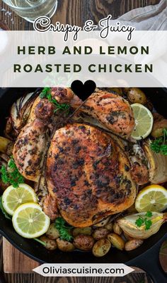 This herb and lemon roasted chicken with potatoes is my favorite easy-but-impressive meal! Crispy, juicy and infused with the aromas and flavors of fresh herbs, citrus and garlic. You simply can’t beat such a timeless classic!