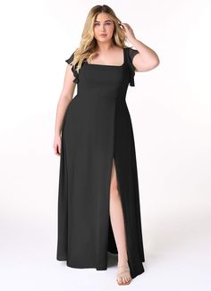 Black Azazie Bondi Bridesmaid Dresses | Azazie Satin Dress Black, Black Bridesmaid Dress, Plus Size Bridal Dresses, Brides Mom, Black Bridesmaid, Stretch Satin Dress, Wedding Court, Azazie Bridesmaid Dresses, Black Bridesmaid Dresses