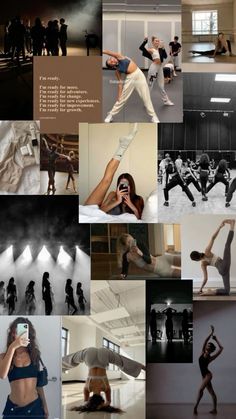 the collage shows many different images of dancers