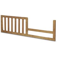 a wooden bed frame with slats on the top and bottom rail, made out of wood