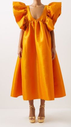 Vacation Chic, Puffy Dresses, Sunset Orange, Taffeta Dress, Fashion Elegant, Create Outfits, Orange Dress, Outfits Casuales