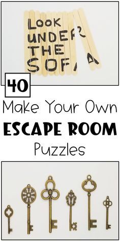 the escape room puzzles are made out of cardboard and have keys attached to them