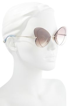 Bold butterfly-shaped lenses bring some pure modern attitude to these Italian-made sunglasses for a statement-making look. 65mm lens width; 15mm bridge width; 140mm temple length 100% UV protection Metal Made in Italy Emphasis, Cat Eye Sunglasses, Square Sunglasses, Uv Protection, Round Sunglasses, Chloe, Temple, Lenses, Bridge