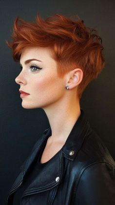 #shorthair #hairtrends #hairinspo #hairgoals #shorthairdontcare #trendyhair #haircutideas #shorthairlove #hairfashion #shorthaircut #hairtutorials #hairtransformation #shorthairstyle #hairinspiration #haircuttrends Brown And Blonde Pixie Haircut, Short Copper Hair Pixie Hairstyles, Copper Pixie Hair, Back Of Pixie Haircut, Copper Pixie Cut, Red Hair Pixie Cut, Dyed Pixie Cut, Copper Pixie, Short Copper Hair