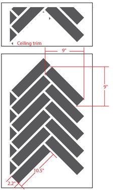 an image of a drawing showing the width and measurements of a wall with different angles