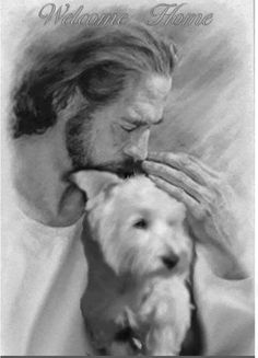 a black and white photo of a man holding a dog with his face close to him