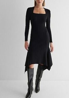 Fitted Asymmetrical Long Sleeve Dress For Fall, Casual Asymmetrical Fitted Dress, Chic Fitted Asymmetrical Dress For Winter, Casual Fitted Asymmetrical Midi Dress, Casual Asymmetrical Dress For Fall Party, Fitted Long Sleeve Asymmetrical Dress For Spring, Casual Long Sleeve Fitted Asymmetrical Dress, Casual Fitted Asymmetrical Long Sleeve Dress, Fitted Asymmetrical Dress For Formal Fall Events