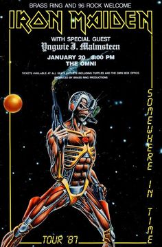 1987 Iron Maiden Tour, Posters Music, Music Concert Posters, Vintage Concert Posters, Concert Flyer, Somewhere In Time