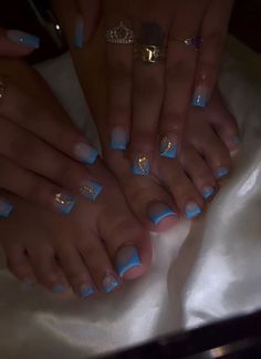 Short Blue French Tips, Blue Toe Nails, Nails Painted, Gel Toe Nails, Purple Acrylic Nails, Nail Trend, Cute Toe Nails, Blue Acrylic Nails