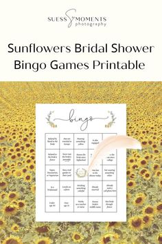 the sunflowers bridal shower game printable is shown in front of a field of sunflowers