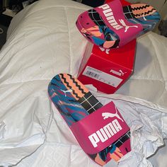 Women Puma Slides Never Worn. Puma Sandals Women, Puma Slides Women, Puma Shoes Women Colorful, Puma Flip Flops, Puma Slides, Puma Sandals, Rihanna Puma, Puma X Fenty, Puma Slip-on Sports Sneakers