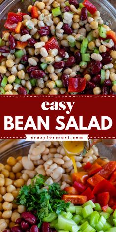 bean salad with carrots, celery and beans in a bowl