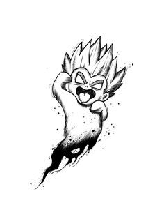 a black and white drawing of an angry bird