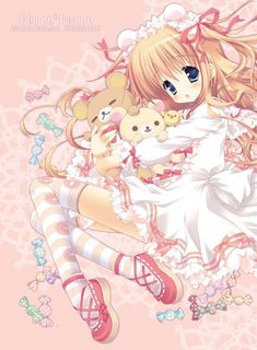 An Anime, Teddy Bears, The Gallery, Original Image, Bears, Blonde, Hair, Anime, Pink