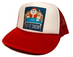 Let It Snow Trucker Hat Mesh Hat Vintage Snapback Christmas Hat Red Vintage style trucker hat This is a mesh trucker hat with an adjustable snapback that fits most people 100% Polyester Front 100% Nylon Mesh Back 5-Panel cap Seamless Foam Front Panel with Lining 8 Rows Stitching on Visor Matching Fabric Under visor Adjustable Plastic Snap Blue Moon Beer, Vintage Snapback, Cute Caps, Mesh Hat, Santa Clause, Christmas Hat, Cool Hats, Let It Snow, Custom Hats