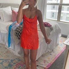 Super Cute Zara Bright Dress Low Back Never Worn Other. So Wrinkled Because It’s Been Folded Up But Can Be Easily Ironed Zara Summer Mini Dress For Night Out, Flirty Zara Mini Dress For The Beach, Dress Low Back, Bright Dress, Backless Mini Dress, Dresses Backless, Zara Dresses, Low Back, Color Orange