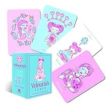 four different colored playing cards with princesses on the front and back covers, all in various shapes and sizes