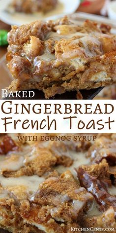 baked gingerbread french toast with egg yogurt and brown sugar is the perfect dessert