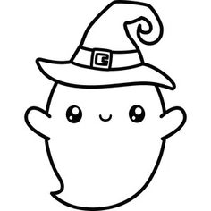 a black and white drawing of a face with a hat on it's head