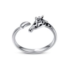 PRICES MAY VARY. ☆Sterling Silver Rings☆ The ring is made of 925 sterling silver, no nickel, no lead, no cadmium and hypoallergenic ☆Adjustable Ring Size☆ The size of this giraffe ring is USA size 8# and you can easily adjust to 6# to 10# by bending a little bigger or smaller. ☆Giraffe Jewelry Gifts☆Rings comes with TANGPOET blue gift box. It must be an excellent choice for ladies, girlfriend, mother, daughters, her, yourself on birthday, anniversary, New Year's Day, Christmas, graduations and M Adjustable Silver Novelty Ring, Silver Animal Design Jewelry For Gifts, Silver Jewelry With Animal Design For Gift, Adjustable Silver Novelty Jewelry, Novelty Silver Ring Jewelry, Animal Design Jewelry Gift, Giraffe Ring, Giraffe Jewelry, Mother Daughters