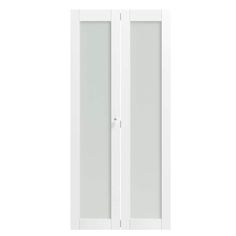 a white door with glass panels on the front and side doors, both closed up