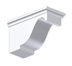 an image of a white corner with a curved design on the top and bottom edge