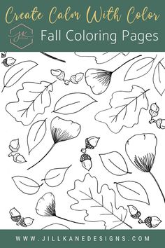 the fall coloring pages with leaves and acorns