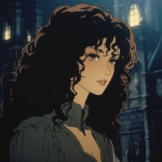 Black Curly Hair Anime, Character With Curly Hair, Girl Pfp Aesthetic, Curly Hair Anime, Curly Anime, Hair Anime