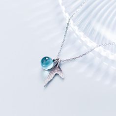 Material: 925 Sterling Silver Stone: Blue Stone Length: 16" + 1" Ocean Necklace, Mermaid Pendant, Mermaid Jewelry, Mermaid Necklace, Sterling Silver Necklace Pendants, 925 Silver Jewelry, Silver Bracelets, Sterling Silver Necklaces, Silver Necklaces