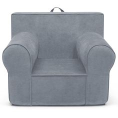 a gray chair with an armrest and foot rest