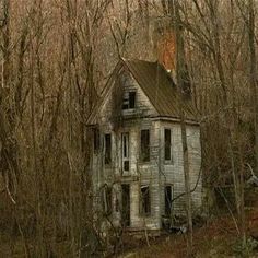 an old abandoned house in the woods