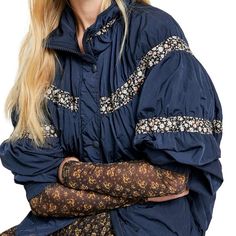 Free People On My Mind Bomber Jacket Ob1041721 Approximate Measurements: Length: 28” Pit To Pit: 26” Sleeves: 20” From Pit To Hem Oversize Sleeves, Free People Jacket, Floral Print Fabric, Vintage Winter, Bomber Jackets, Knit Jacket, Green Jacket, Quilted Jacket, Blazers For Women