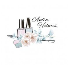 the logo for an anti - homies nail salon with flowers and bottles on it