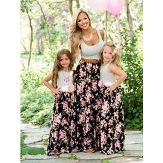 Size: XL Mother And Two Daughters, Swim Outfits, Mother Daughter Matching Outfits, Striped Vest, Pretty Pregnant, Rose Maxi Dress