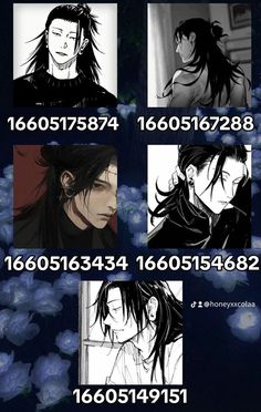 some anime characters with different expressions and numbers