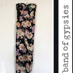 This Brand New Multicolor Floral Jumpsuit From Band Of Gypsies. Features Strapless Design, Molded Bust Cups Inside, 2 Side Pockets(My Favorite), Elastic Backing. Amazing Look.! Made In India. Size Medium Please See Pics For Measurements. ~ Please Ask All Your Questions Before You Purchase. ~ Smoke-Free ~ Sorry, No Trades Or Hold. ~ Add To Bundle For Special Pricing. ~ Ship Dame Day, If Possible. ~ Thank You For Visiting My Closet. Item# P1 Pink Fitted Strapless Jumpsuit For Spring, Spring Strapless Fitted Jumpsuits And Rompers, Strapless Floral Print Jumpsuits And Rompers For Spring, Fitted Strapless Floral Jumpsuit For Summer, Spring Floral Print Strapless Jumpsuit, Pink Fitted Strapless Jumpsuit For Summer, Fitted Strapless Jumpsuit For Beach, Spring Season, Fitted Summer Strapless Jumpsuit, Spring Floral Print Strapless Fitted Jumpsuit