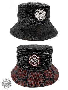 PROTECTED BY INTENT ✦ REVERSIBLE / REFLECTIVE ✦ BUCKET HAT w/ hidden pocket Geometric Typography, Bucket Hat Design, We Are All Connected, Festival Hat, Seed Of Life, Hat Design, Hidden Pocket, Original Bags, Sacred Geometry