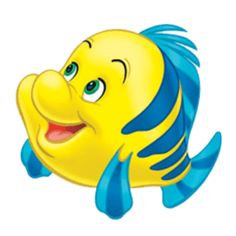 a smiling yellow fish with blue fins