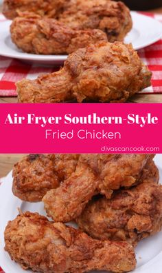 air fryer southern style fried chicken on a white plate