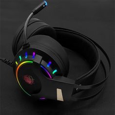 the headphones have colorful lights on them