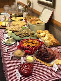 a long table filled with different types of food