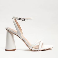 Sam Edelman Kia Block Heel Sandals In White Leather - Size 8 Women's Sku 1008 Sam Edelman Wedding Shoes, Reception Shoes, Kate Spade Bridal, Ivory Bridal Shoes, Bridal Wedding Shoes, Bridal Heels, Block Heel Sandals, Leather Sandals Women, Womens Wedding Shoes