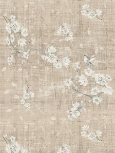 an old fashioned wallpaper with white flowers on it