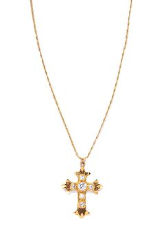 Materials:Cubic zirconia cross24 karat gold overlay chainMeasurements:-16 1/2" length chain-1 1/2" cross-1 1/2" extender chainHandmade with love in Orange County Gold Overlay, Orange County, Cross Necklace, With Love, Cubic Zirconia, Gold Necklace, Chain, Orange, Gold