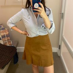 Brown Suede Loft Skirt With Slight Flare. New With Tags Attached. Casual Office Mini Skirt With Lining, Casual Mini Skirt For Office, Brown Suede Skirt, Suede Skirt, Brown Suede, Womens Skirt, Loft, Women Shopping, Color