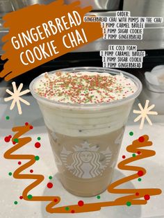 the gingerbread cookie chai drink is ready to be eaten